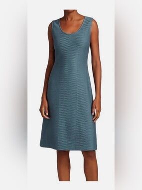 St. John Herringbone 100% Wool Sweater Dress